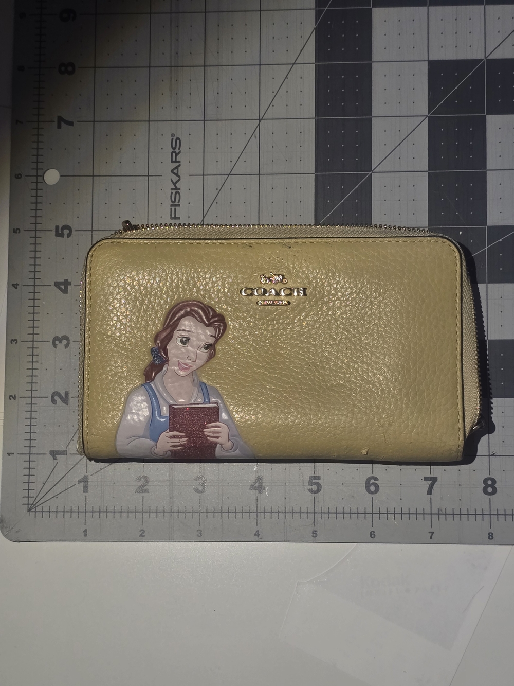 Coach Yellow Leather Zip Wallet with Belle Character